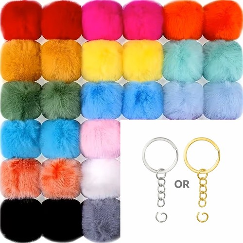 Faux fur pom keychain - keychain, |
