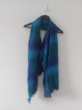 100% Cashemere Art Scarf Shawl Blue Green Paisley Indian Boho Hippie Work Smart