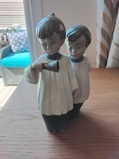 NAO BY LlADRO PORCEAIN Choir Boys Holding Handbell Great Condition RARE