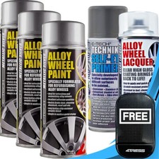 E-TECH Car Alloy Wheel Spray Paint 3x Silver, Self Etch Primer & Lacquer. +M