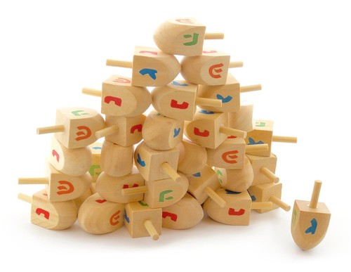 Wooden hanukkah dreidels - wooden,