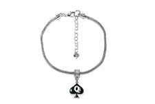 Queen Of Spades Enamel Charm Euro Anklet Ankle Chain Jewellry QOS Cuckold Silver
