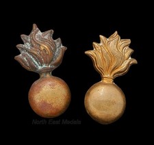 Two Grenade Shoulder Title or Collar Badges