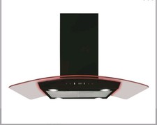 Graded - CDA EKPK90BL 90cm Black with Edge Lighting Glass Island Extractor Hood 