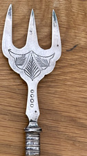 ORNAТЕ Silver Plate Toasting Fork Cream Faux Bone Handle Antique Vintag