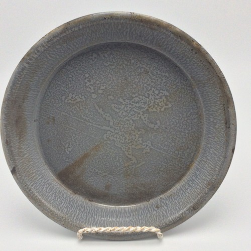 Vtg gray speckled pie pan - gray,