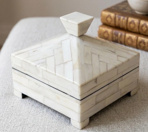 Vtg bone inlay pyramid box - vtg,