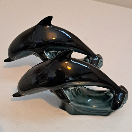 Poole pottery pair dolphin - pottery,