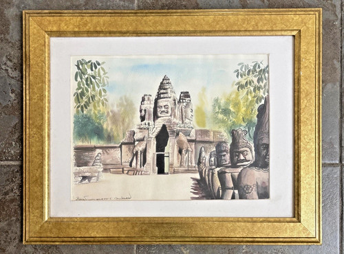 Original watercolour angkor - watercolour,
