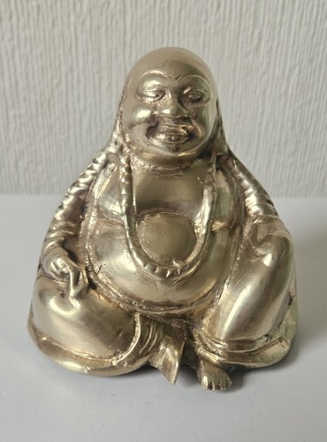 Vintage brass laughing buddha - brass,