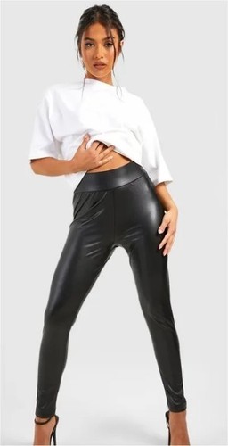 Boohoo black wet look skinny - boohoo,