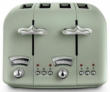 Delonghi CT04GR Argento Flora 4 Slice Toaster with Defrost Function 1800W Green