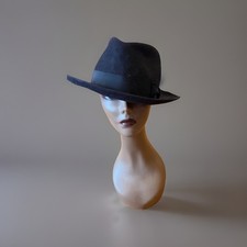 Vintage black wool felt - black,
