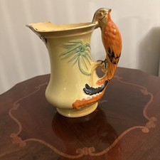 Burleigh Ware Art Deco Parrot Jug, orange feathers, 1930s