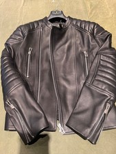 BELSTAFF MOTORCYCLE SIDNEY BLACK LEATHER JACKET SIZE L UK40 IT50 SUPERB UNWORN