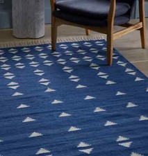 Blue wool kilim rug - wool,