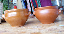 Two Vintage rustic French earthenware bowls hand thrown size 00