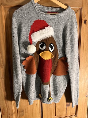 Xmas jumper robin grey - robin,