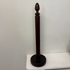 Vintage deep brown turned wood wooden toilet kitchen roll holder stand storage 