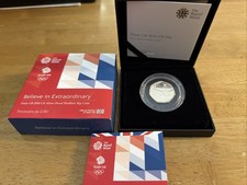 Silver proof 2016 Royal Mint Team GB, PIEDFORT  Fifty Pence 50p coin, COA, Boxed