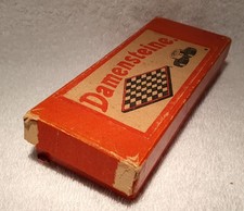 Wooden (draughts ?) Set of 30 pieces ONE MISSING  in Box Vintage. "Damensteine"