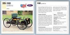 Ford - Quadricycle - 1896 Popular - Classic Cars Collectors Club Card