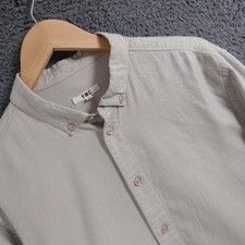 YMC You Must Create Shirt Mens Large Grey Cream Long Sleeve Button Uo Oi Polloi