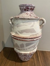 Unusual Hand Crafted Large Stoneware Vase ‘shelf Pottery’ Halifax England