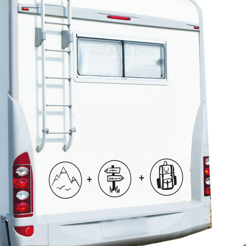 Camper van symbols - camper, mountain