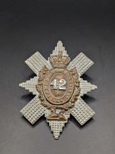 VICTORIAN 42nd ROYAL HIGHLAND REGIMENT OF FOOT BLACK WATCH CAP BADGE LUGS