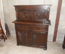 Vintage Court  Dresser  Side board Cupboard Drawers Doors Mahogany / Oak