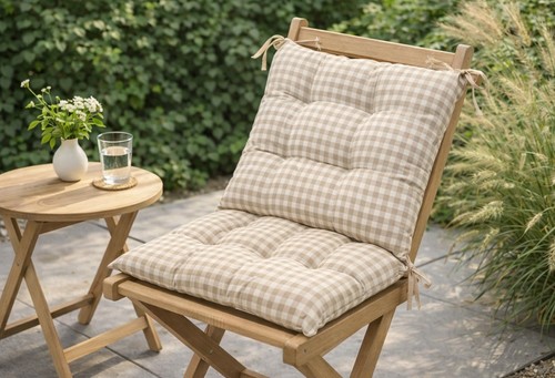 Gingham seat pad - gingham, waterproof