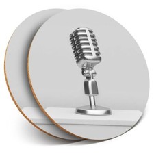 2 x Coasters bw - Microphone Radio Broadcast  #37236