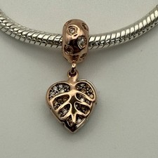 Genuine Pandora Rose Gold Yellow Sparkling Leaves Dangle Charm ALE R #788247CZ