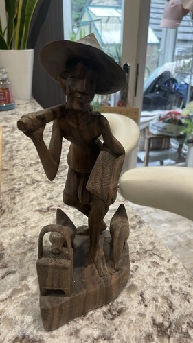 Antique wooden carved statue - carved,