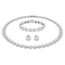 Tennis Necklace Earrings Angelic Bridal Wedding Adult Bracelet Set Inspired 3pc