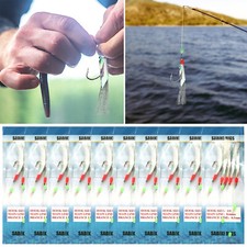 10-100PCS Sabiki Mackerel Cod Feathers Sea Fishing Rig Hook Lures Crank Bait