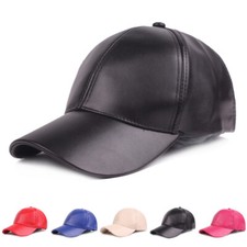 Men's Women's Leather Baseball Cap Snapback Outdoor Adjustable Hip Hop Sunhat