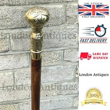 Wooden Walking Stick Brass