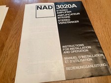 VINTAGE NAD 3020A AMPLIFIER OWNERS INSTRUCTION MANUAL  ORIGINAL ITEM