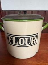 Vintage Round Enamel Flour Bin