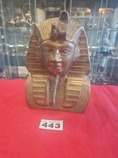 Vintage King Tutankhamun Tut Brass Bust Egyptian Pharaoh Statue