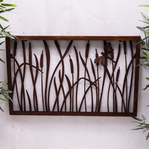 Rusty garden wall plaque - garden,