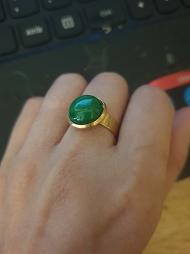 Golden ring green jade myanmar - golden,