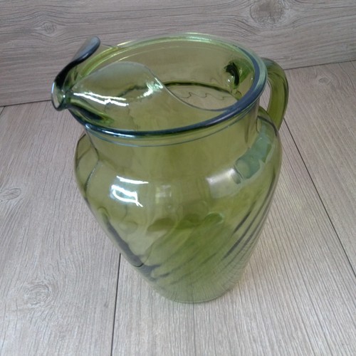 Green glass jug pitcher - green,