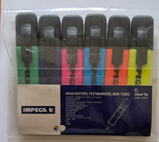 VTG Impega Highlighter Pens Chisel Tip Wallet of 6 Assorted Colours Code 150.953