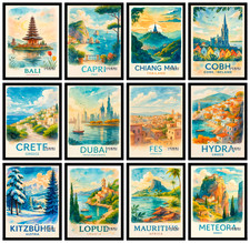 Global Capitals Travel Poster