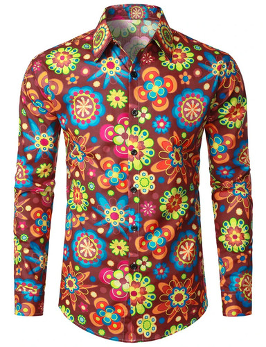 Retro 70s floral shirt - 70s, men