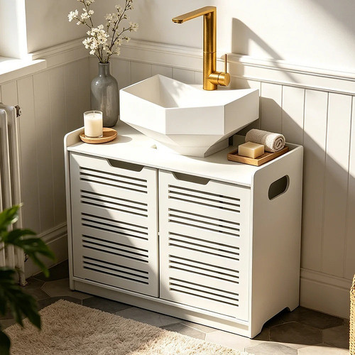 White stylish bathroom cabinet - white,