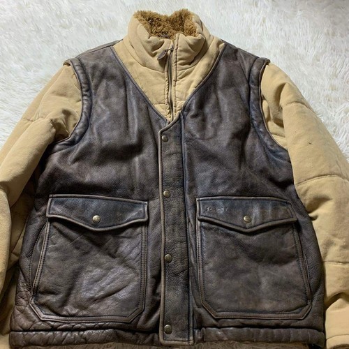 Leather jacket vest brown - leather,